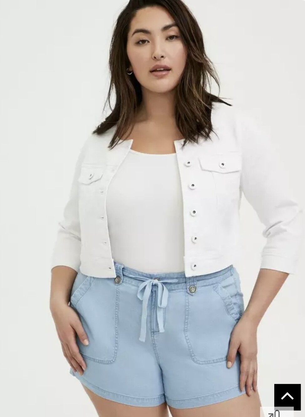 Torrid Plus Size cropped Denim Jacket in White. Size 5X.